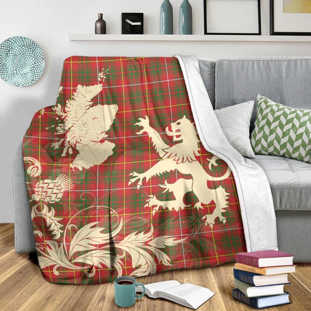 Tartan Blanket Bruce Modern Tartan Scotland Lion Thistle Map Plaid Blanket