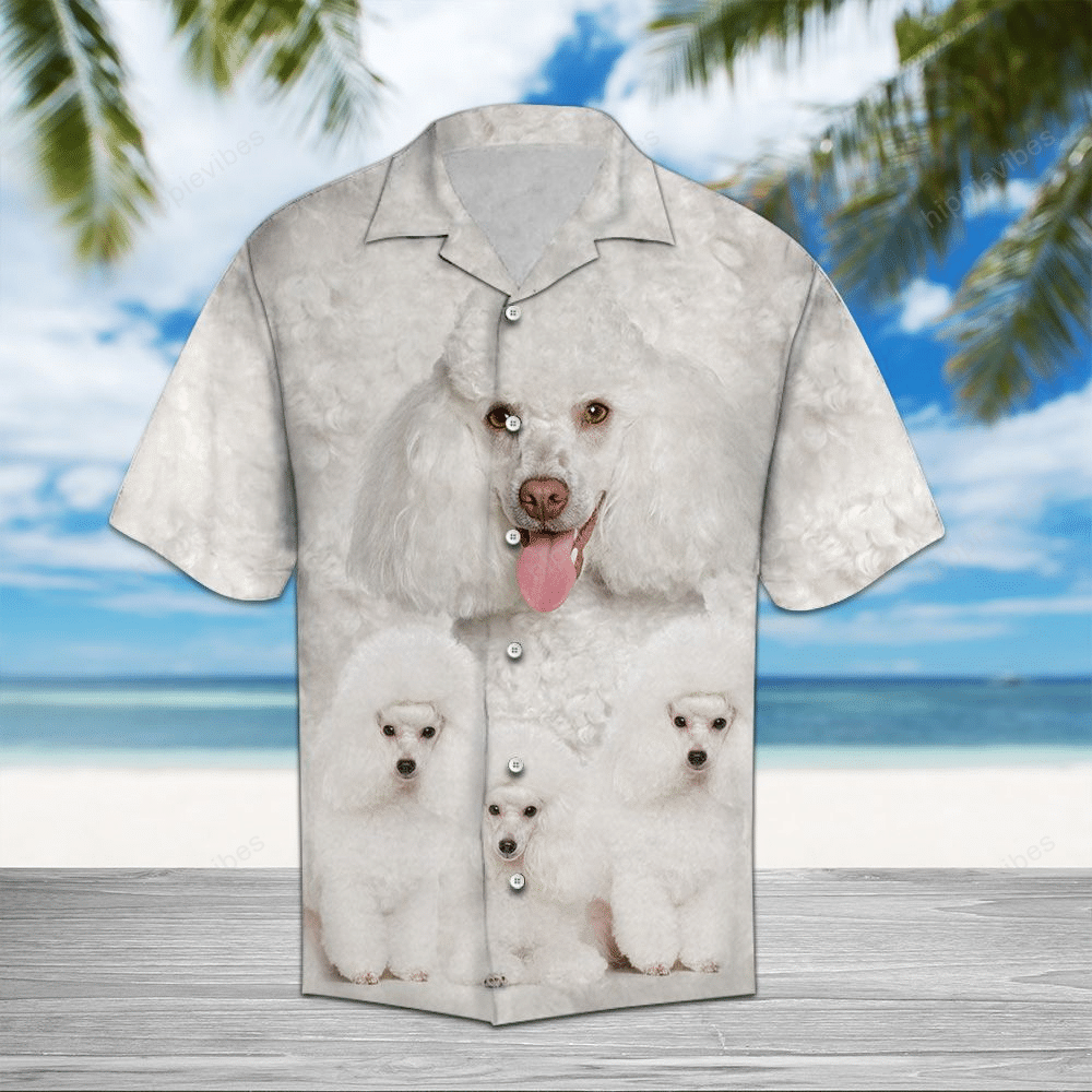 White Poodle Great Hawaiian Shirt Ha22009