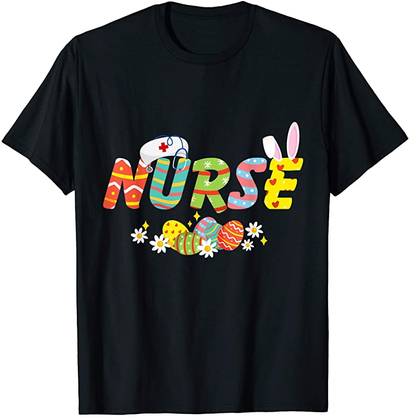 Bunny Nurse Funny Egg Easter Day Floral Women T-Shirt