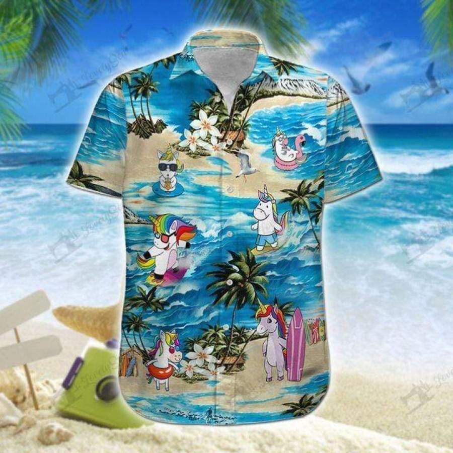 Unicorn Surfing Summer Vibe Tropical Hawaii Aloha Shirts Ha100041