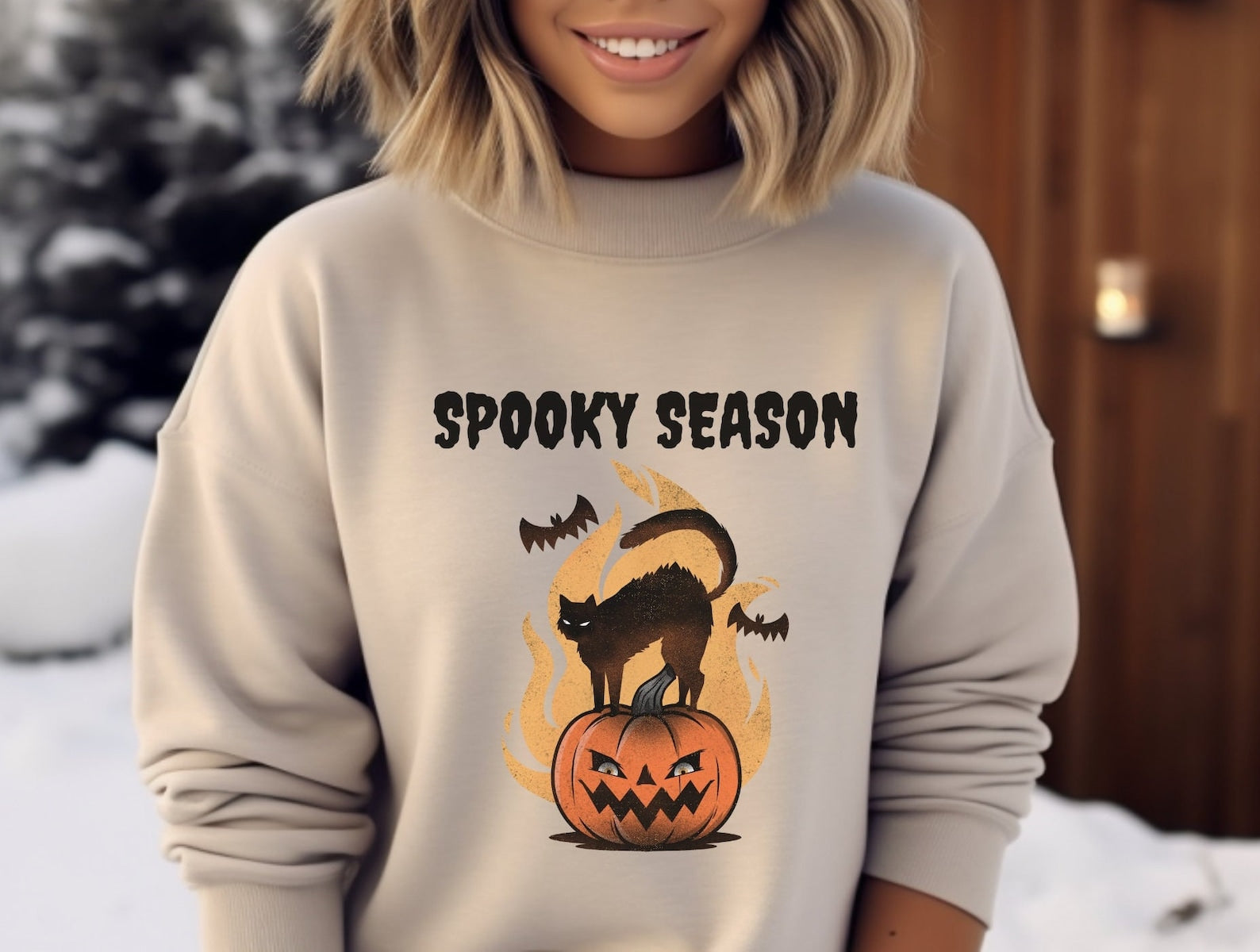 Halloween Black Cat Sweatshirt 2D Crewneck Sweatshirt All Over Print Sweatshirt For Women Sweatshirt For Men Sws4025