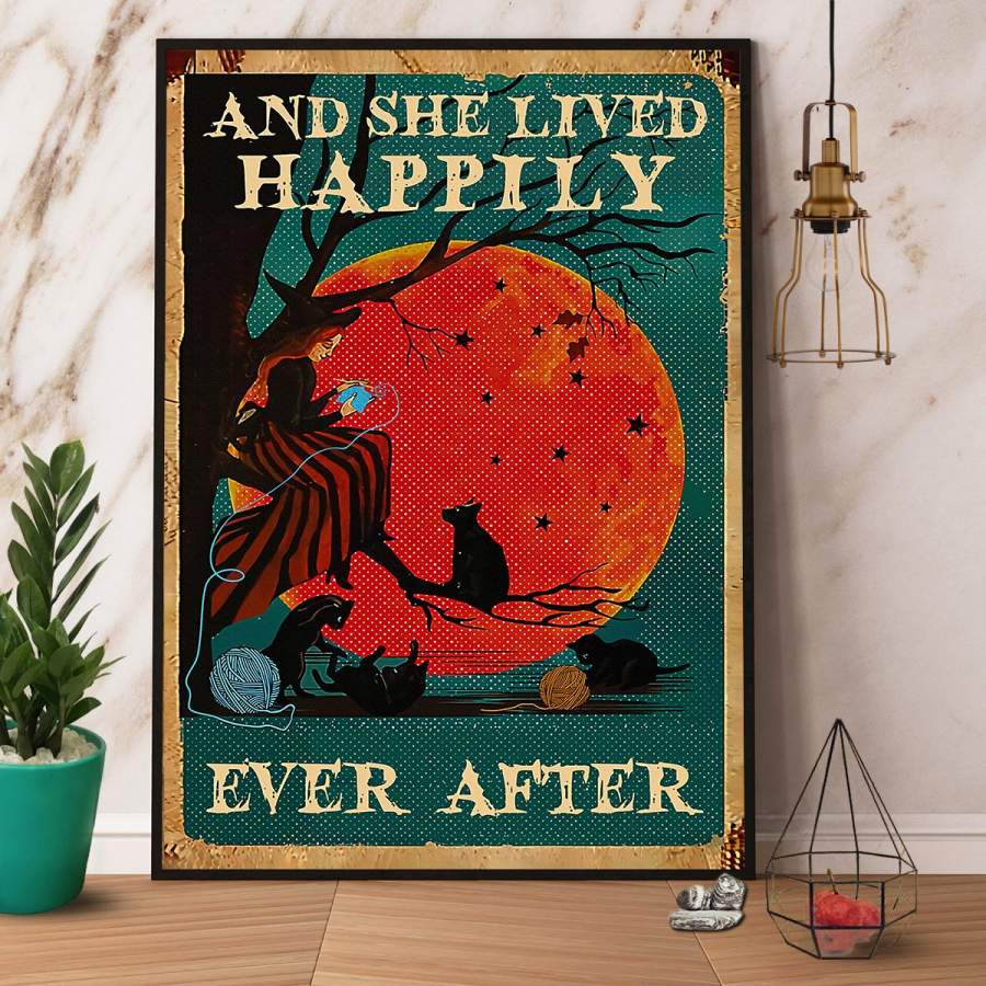Crochet and she lived happily ever after halloween paper poster no frame/ wrapped canvas wall decor full size