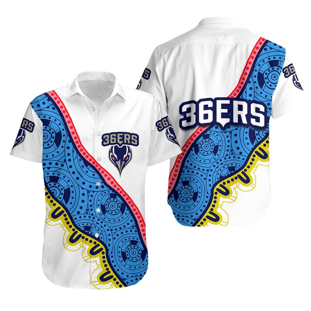 Adelaide 36ers Hawaiian Shirt Indigenous White Th4