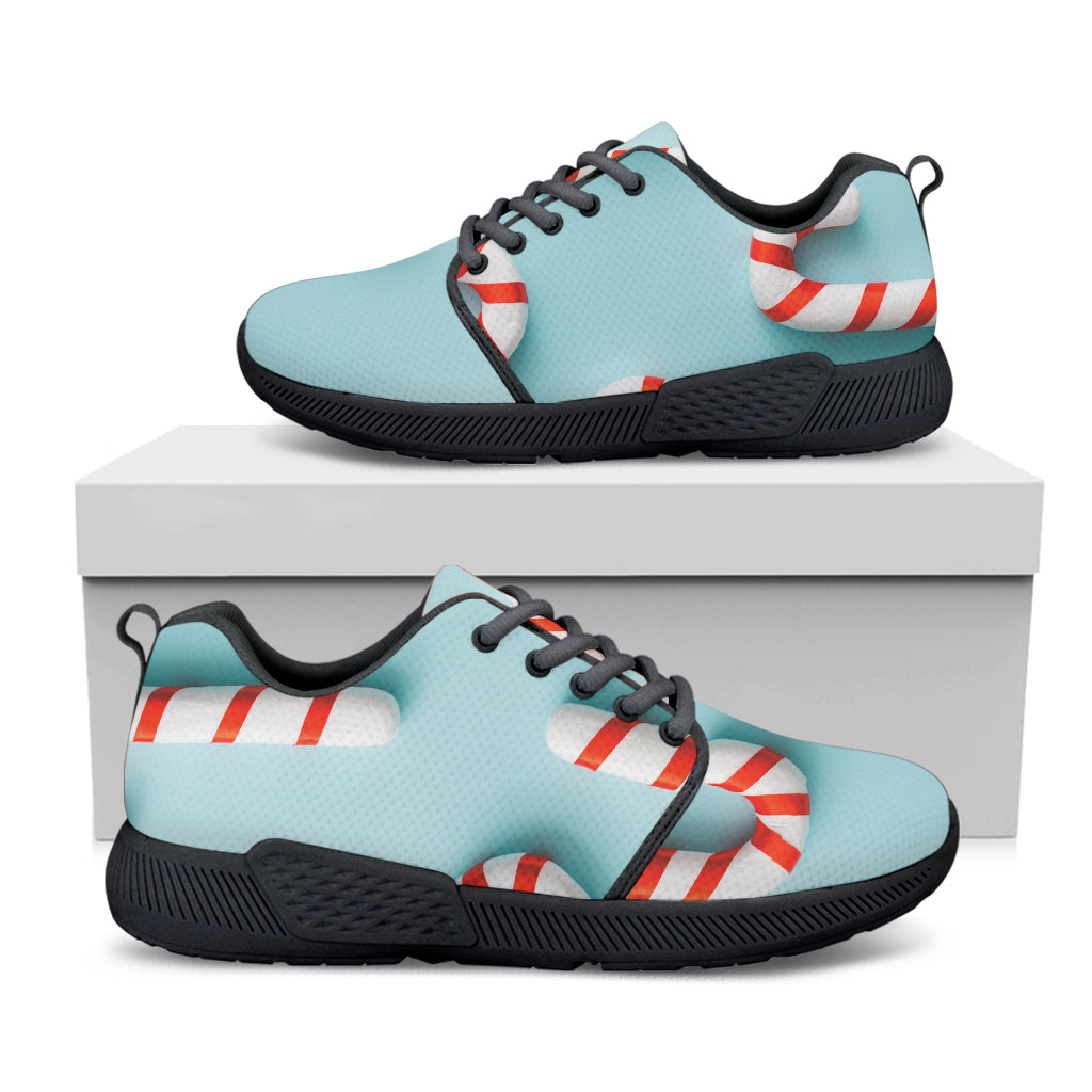 Christmas Candy Candies Pattern Print Black Athletic Shoes