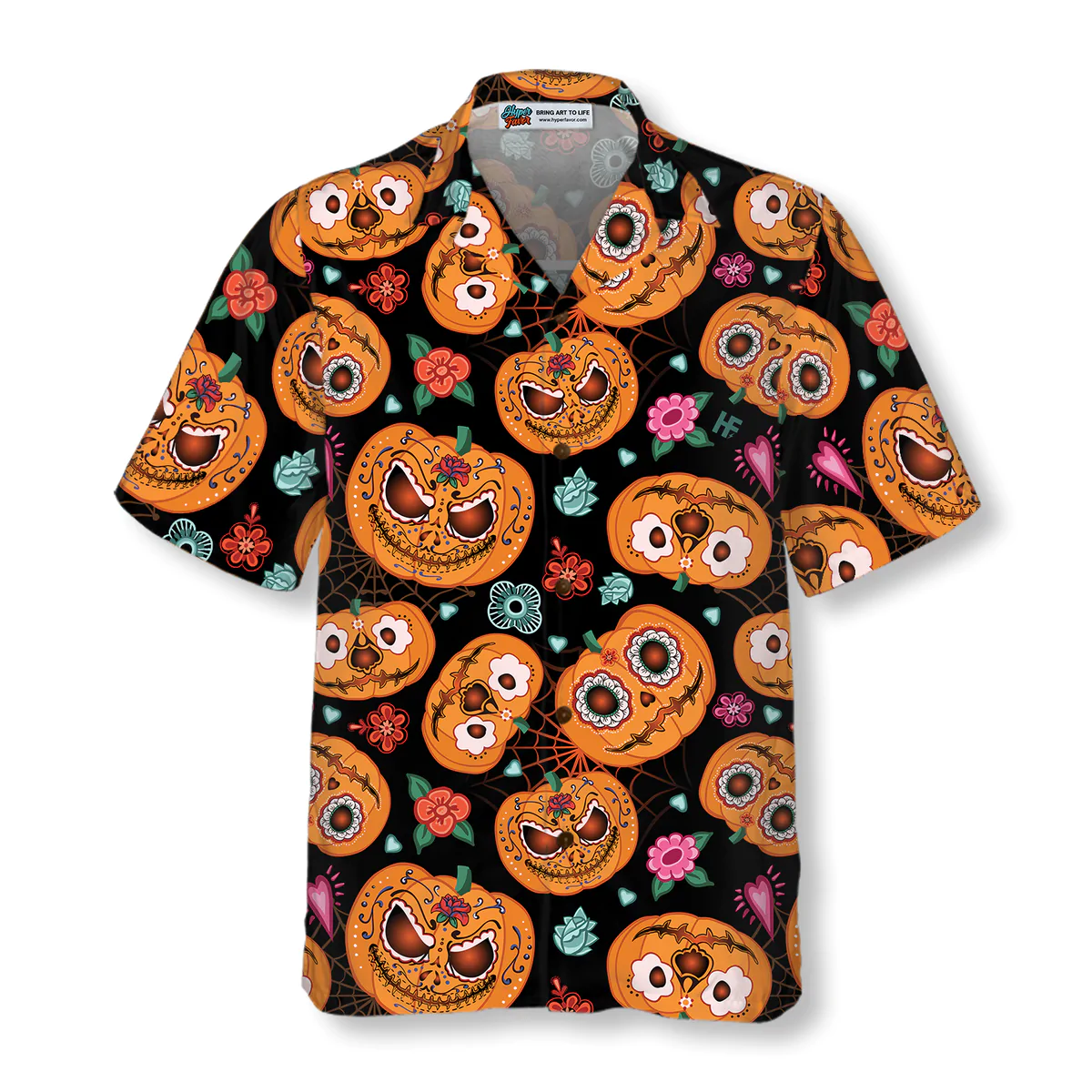 Pumpkin Flower Halloween Theme Hawaii Funny Shirt Ha89985