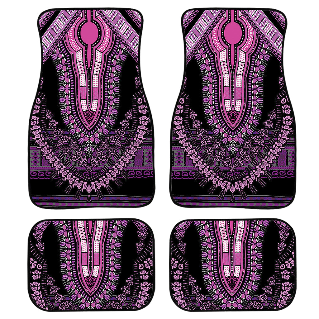 Purple And Black African Dashiki Print Front And Back Car Floor Mats, Front Car Mat