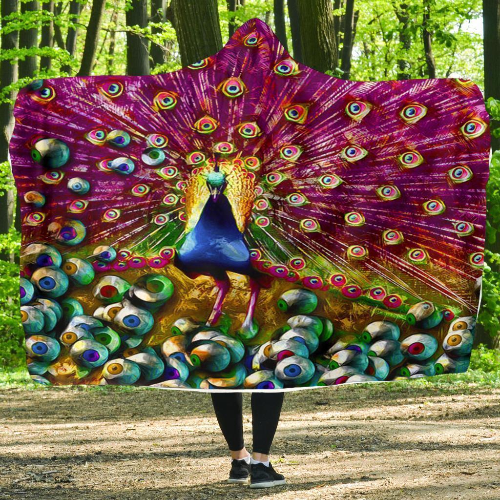 Beautiful Peacock Hooded Blanket Gift For Peacock Lover