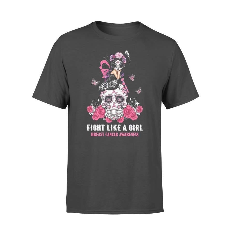 Fight Like A Girl Fairy Breast Cancer Awarenesss T-shirt