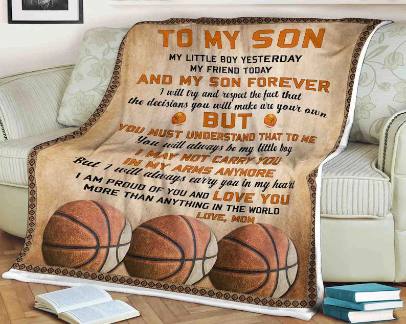 To My Son Blanket, My Liitle Boy Yesterday, My Friend Today And My Son Forever, Gift For Son Family Home Decor Bedding Couch Sofa Soft And Comfy Cozy