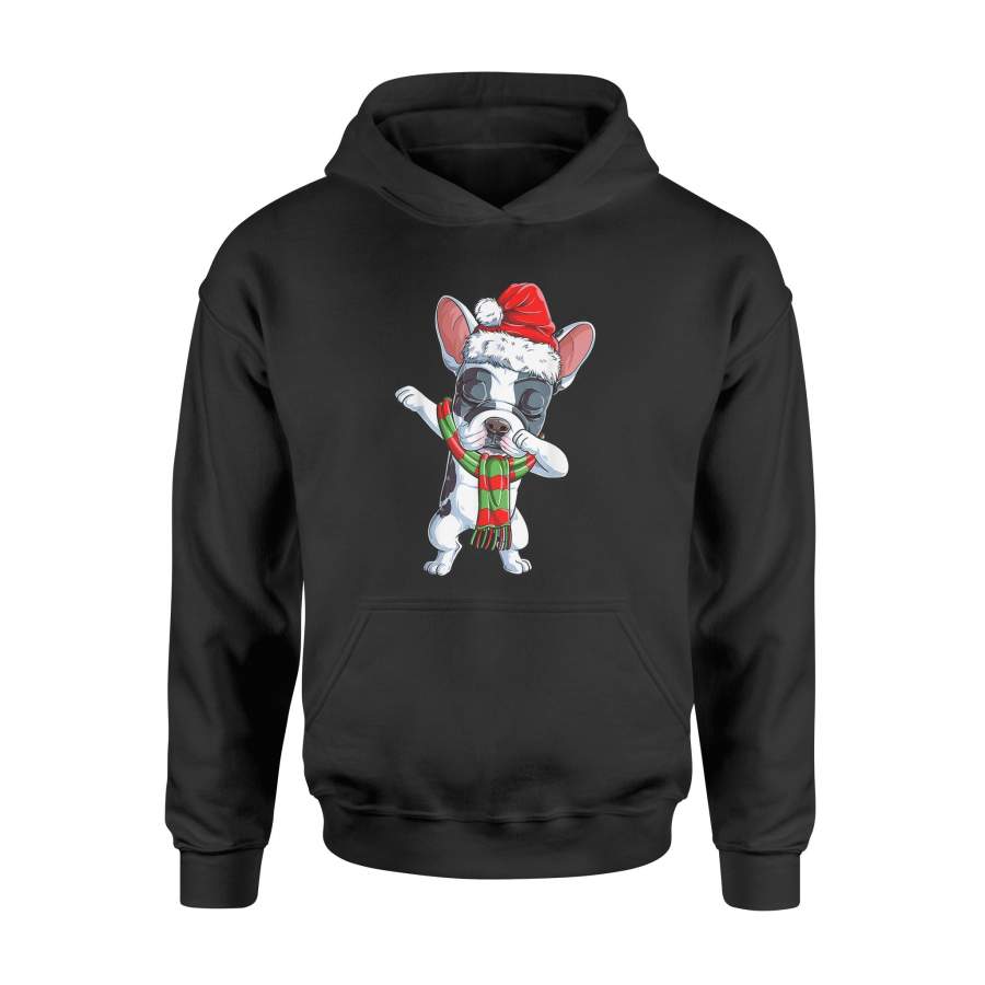 Dabbing French Bulldog Santa T Shirt Christmas kids Gifts – Standard Hoodie