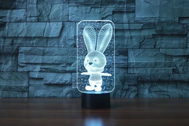 Big Ear Rabbit Bunny 3D Illusion Night Light Led Light