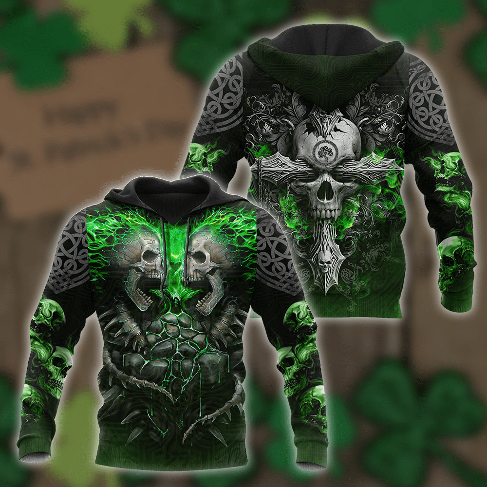 Irish Skull 3D All Over Printed Shirts For Men And Women