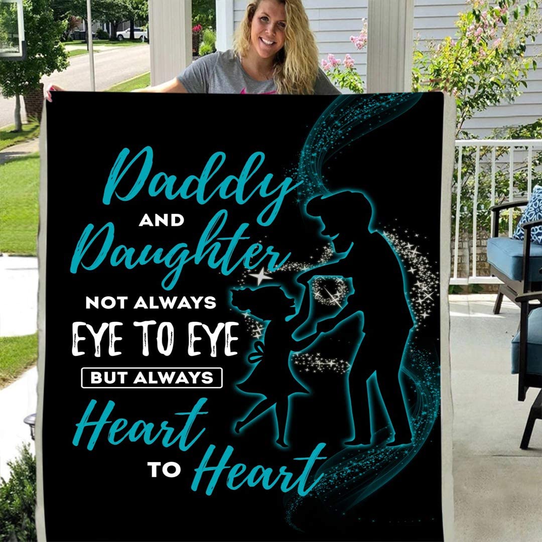 Heart to heart daddy and daughter personalized custom 3d custom fleece photo blanket fan gift