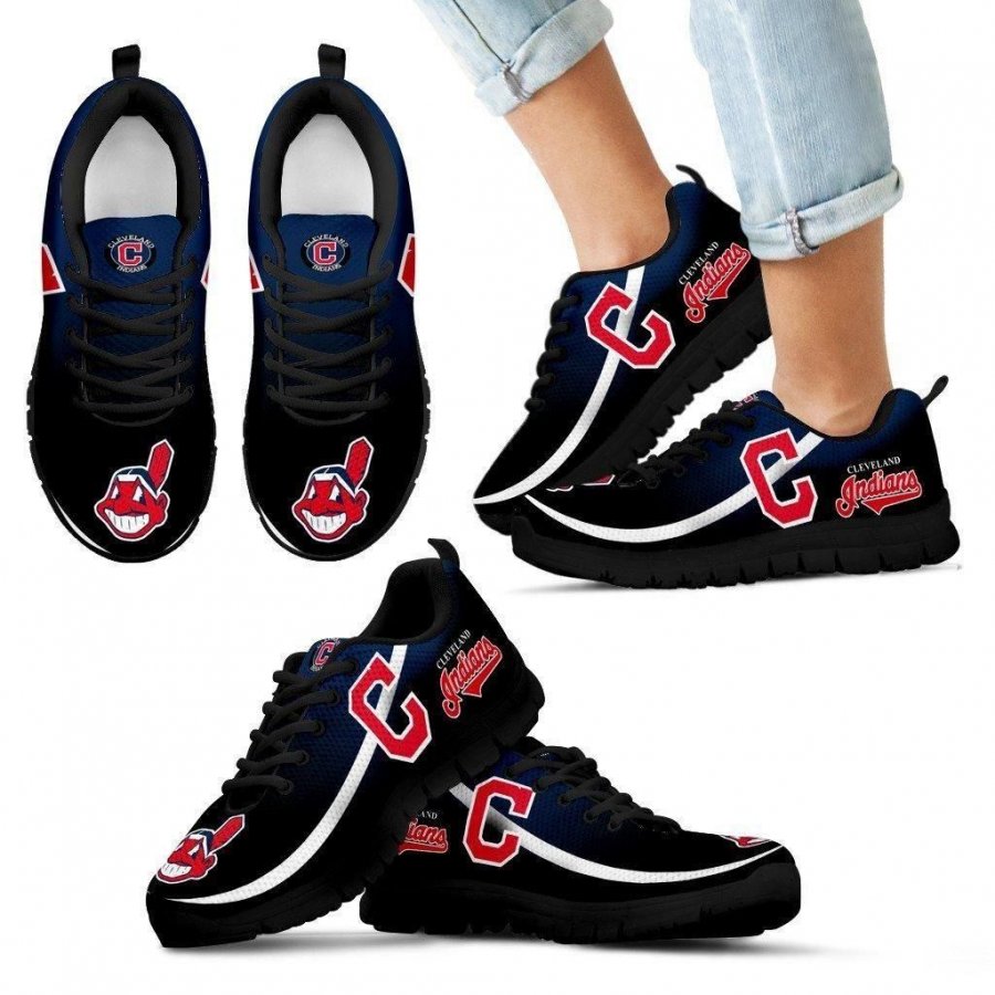 Mystery Straight Line Up Cleveland Indians Sneakers #977