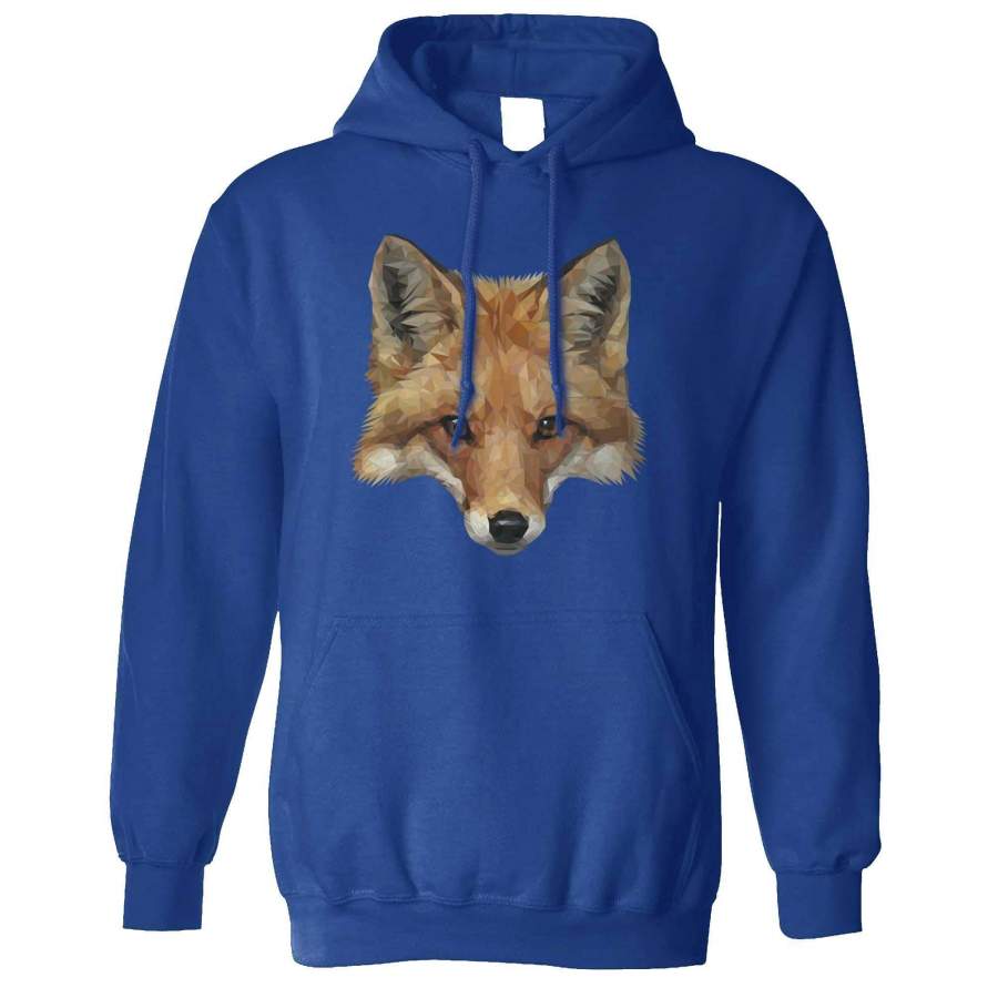 Animal Art Hoodie Low Poly Fox Graphic Hooded Jumper