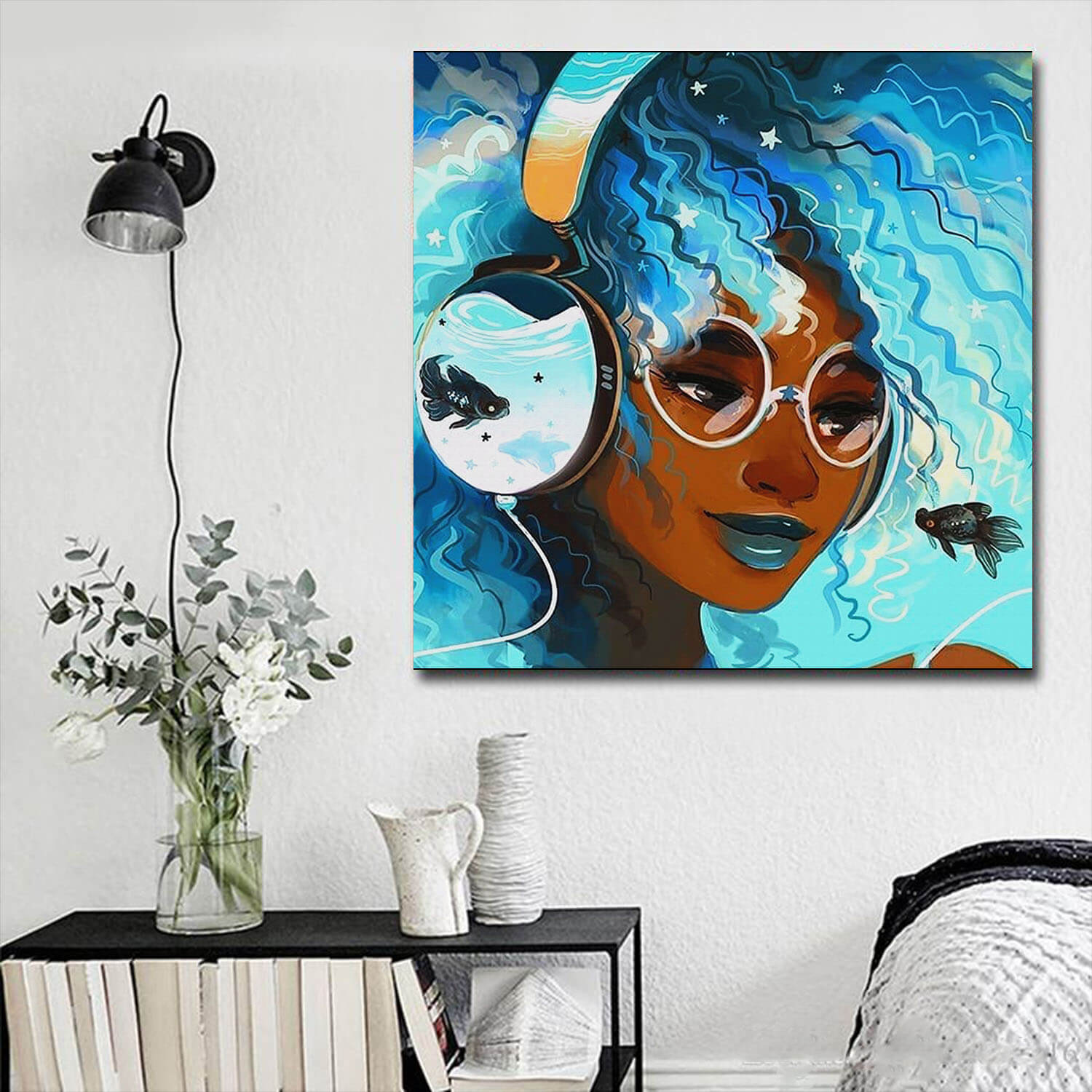 African American Canvas Wall Pictures Afro Girl Art Melanin Girl African Home Decor WBG1785