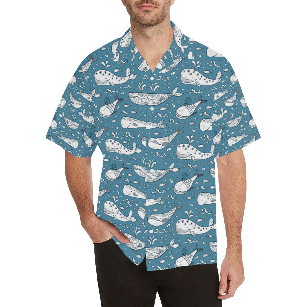 Humpback Whale Pattern Print Design 03 Hawaiian Shirt