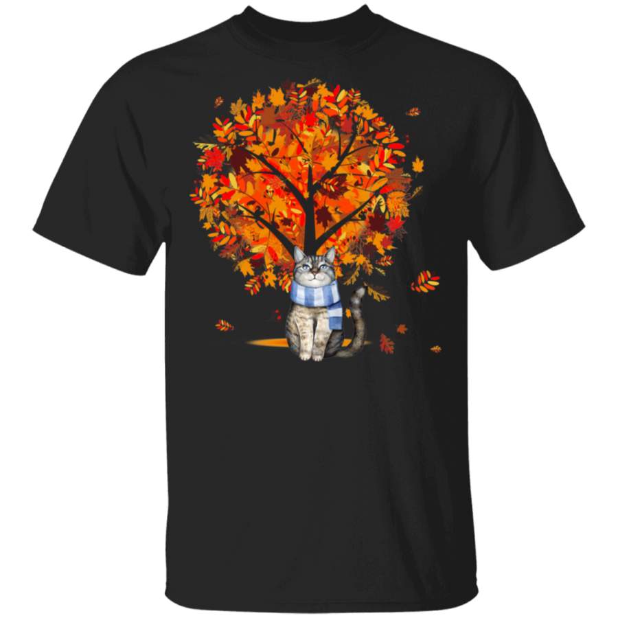 Maple Cat Leaf Fall Hello Autumn Funny Cat Kitten Lover Owner Gifts T-Shirt