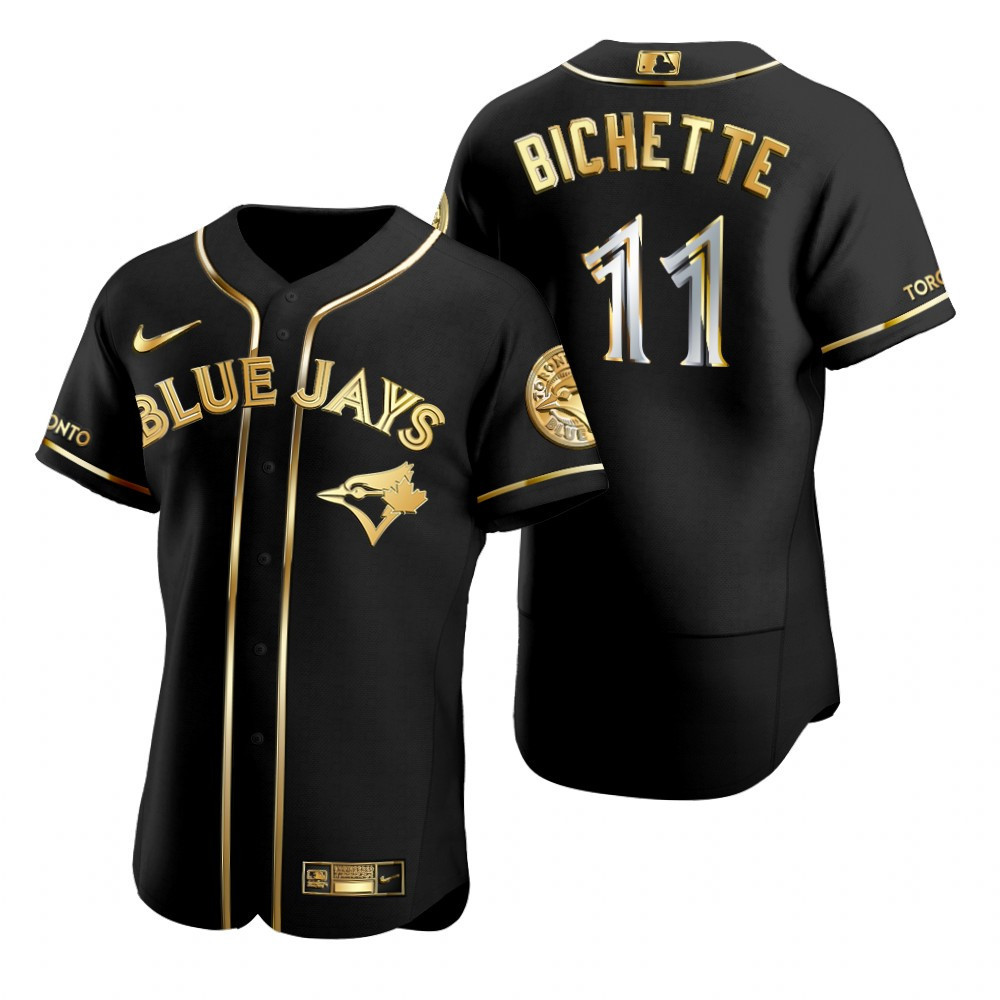 Toronto Blue Jays #11 Bo Bichette MLB Golden Brandedition Black Jersey Gift For Blue Jays Fans