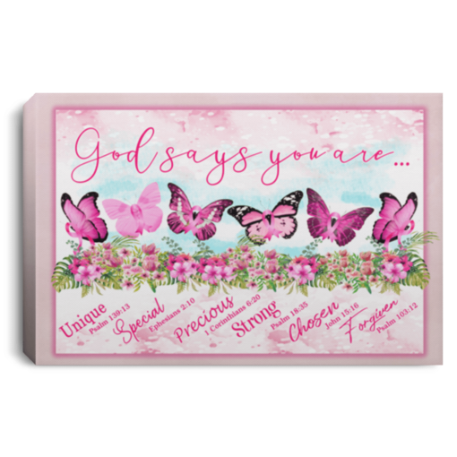 Breast Cancer Awareness God Say You Are Butterfly Sign Canvas Wall Art