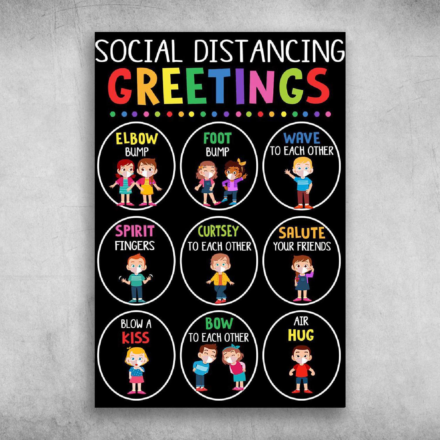 Social Distancing Greetings Elbow Bump Foot Bump Wave To Each Other ...