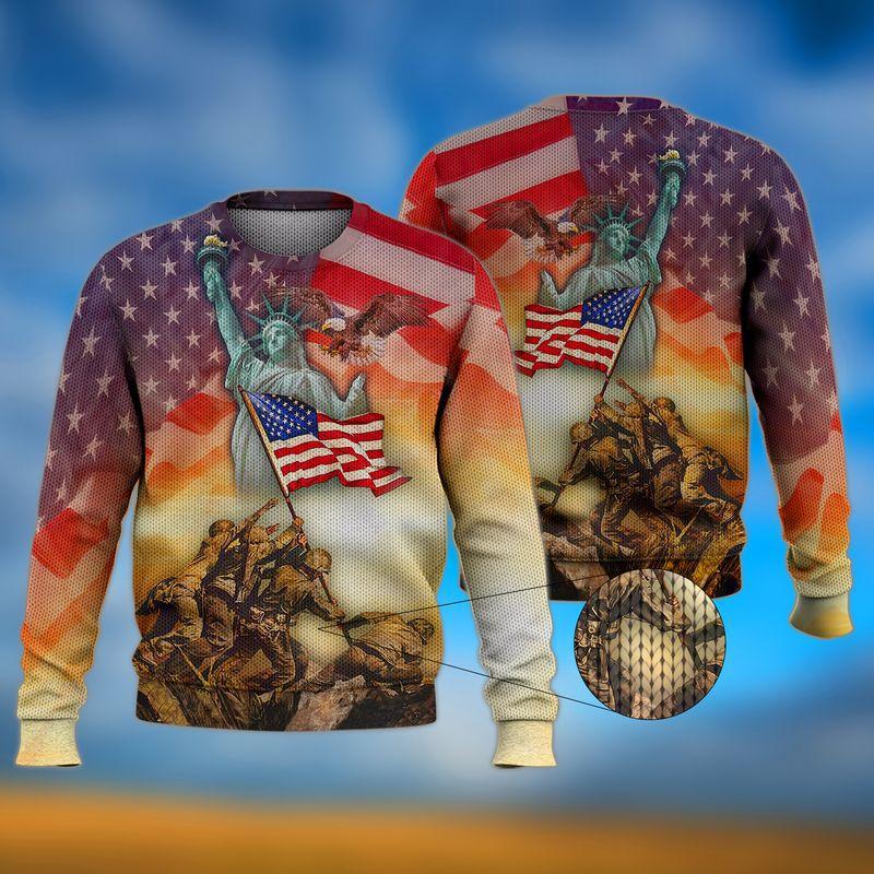 Veteran American Flag Ugly Christmas Sweater | For Men & Women | Adult | Us1278