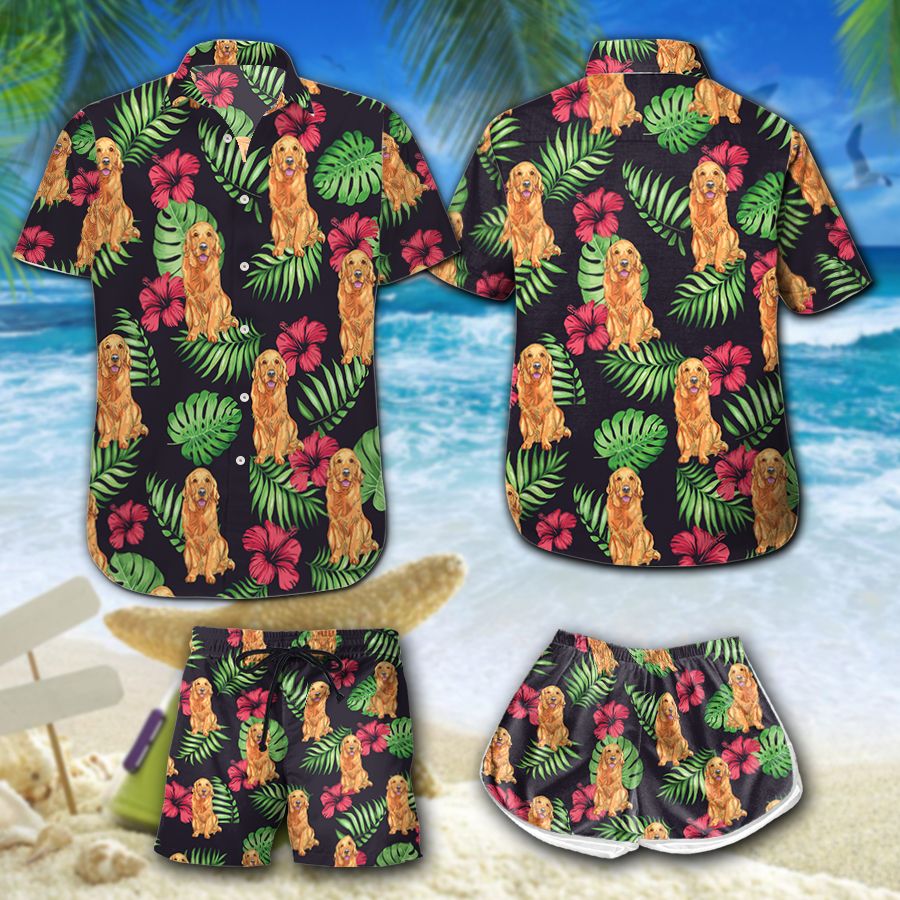 Flowers Golden Retriever Hawaii Set Summer Time Ha72483