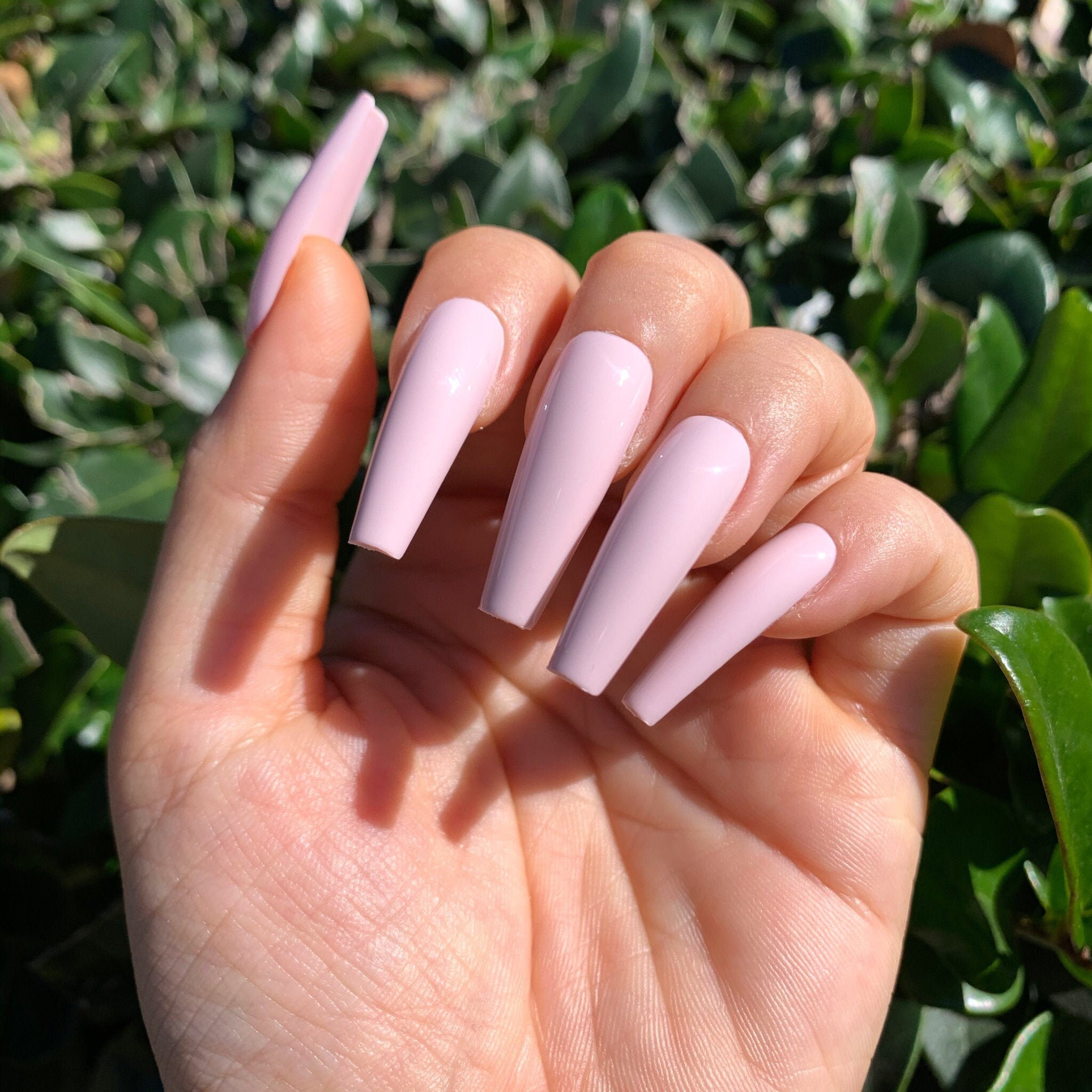 Im Blushing Long Coffin Press on Nails | Shiny Gloss or Matte Finish | 20 PCS False Nails | Solid Color | Fake nails| Glue on nails