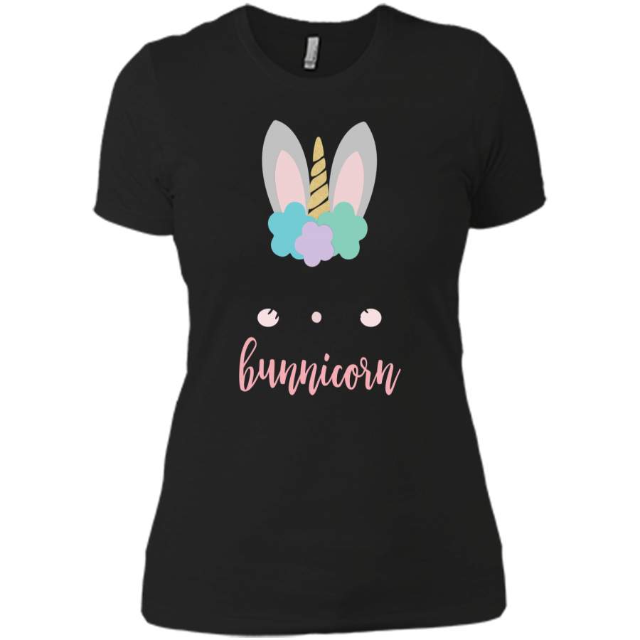 Bunnicorn Easter T-Shirt Girl Easter Bunny Gift Next Level Ladies Boyfriend Tee