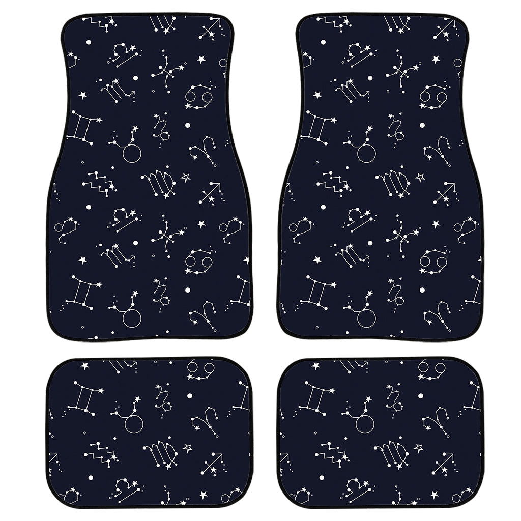 Zodiac Star Signs Pattern Print Front And Back Car Floor Mats, Front Car Mat