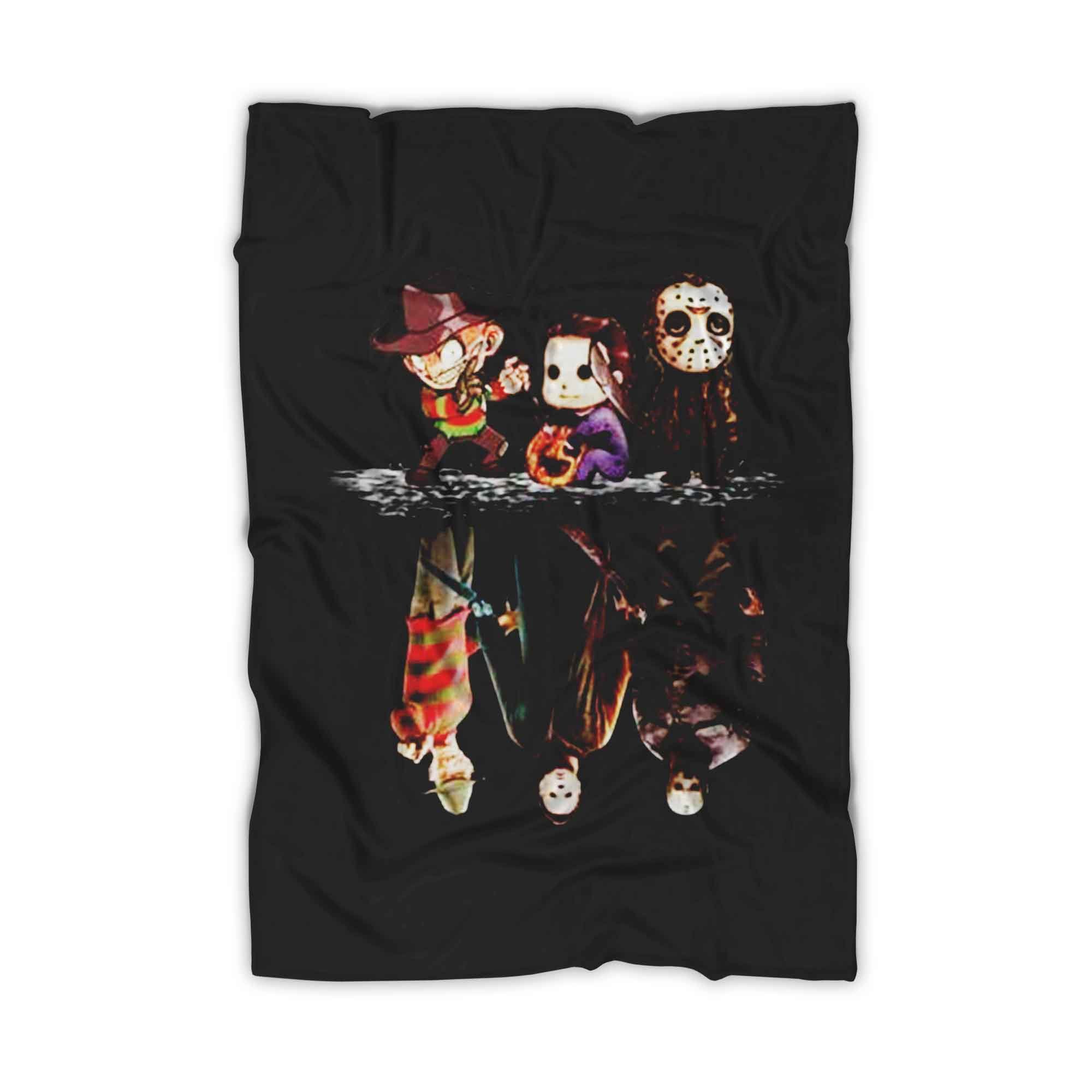 Upsiide Down Freddy Krueger Jason Voorhees And Michael Myers Halloween Blanket