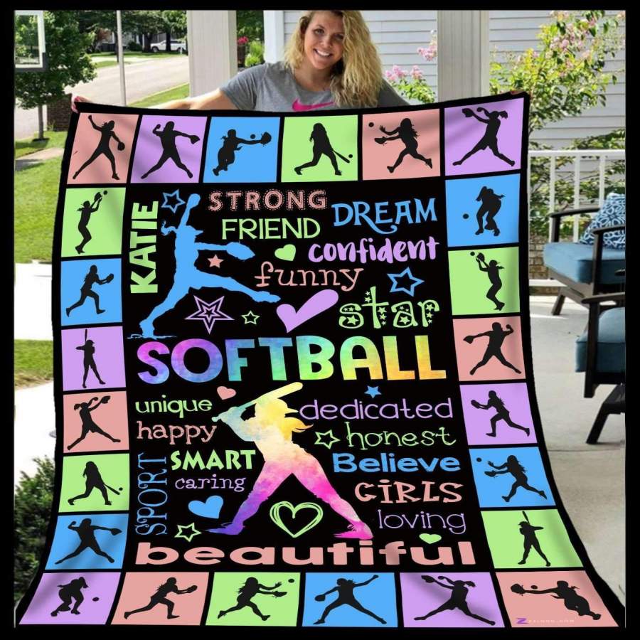 Blanket Gift For Softball Lovers Strong Dream Confident And Funny