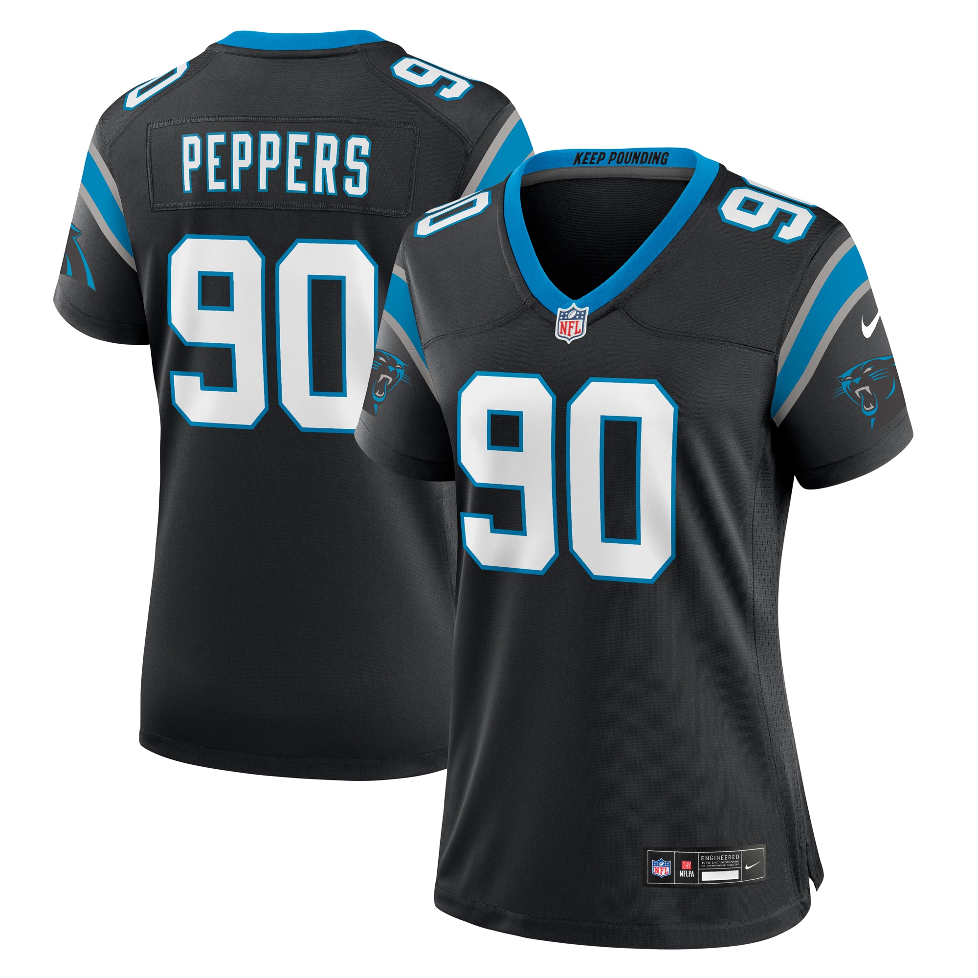 Women’s Carolina Panthers Julius Peppers Black Retired Player Game Jersey