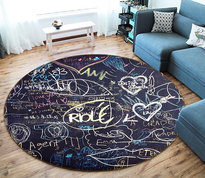 3d Blackboard Love 153 Round Rug Home Decor