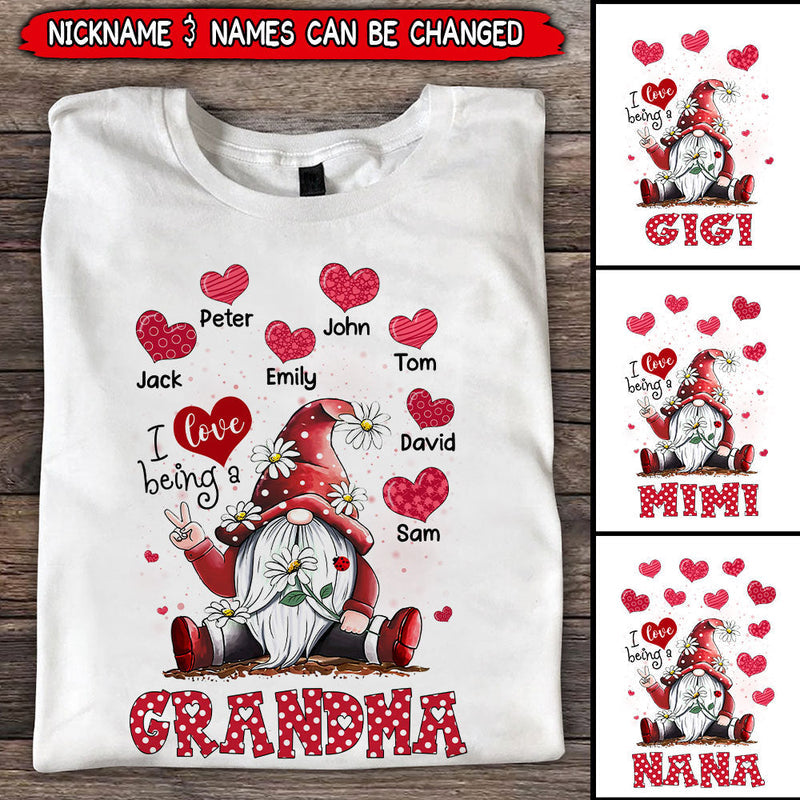 Polka Dot Gnome Grandma- Mom Sweet Heart Kids Personalized T-Shirt