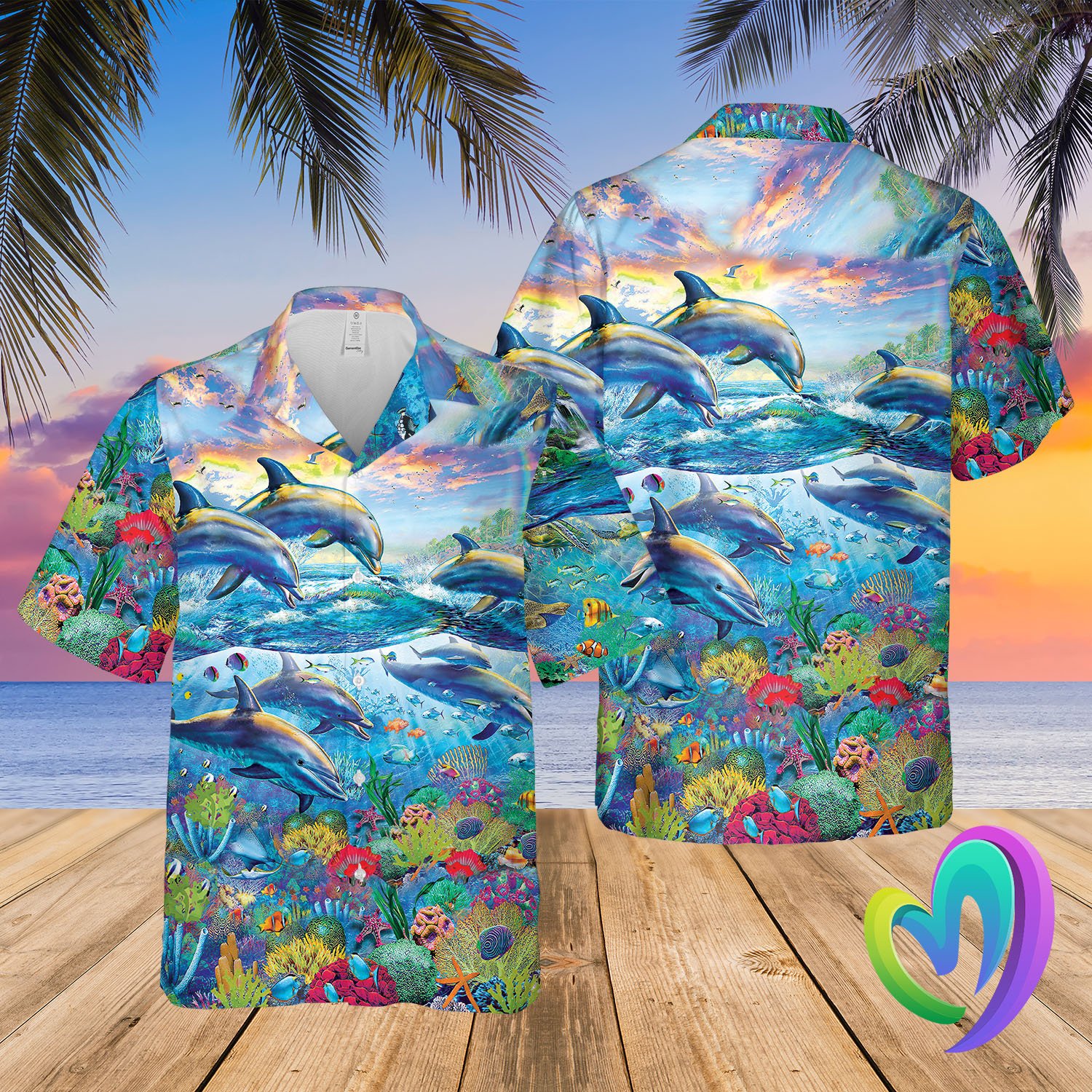 Dolphin Hawaiian Summer Beach Shirt Funny Aloha Shirt QBSM11