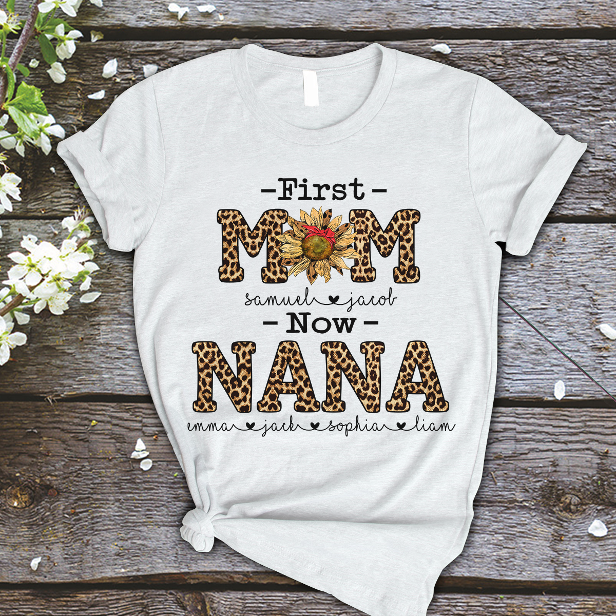 First Mom Now Nana Shirt, Personalized Grandma Shirts with Grankids Names, Mothers Day Gift, Grandma Shirt, New Grandma Shirt, Mama Shirt