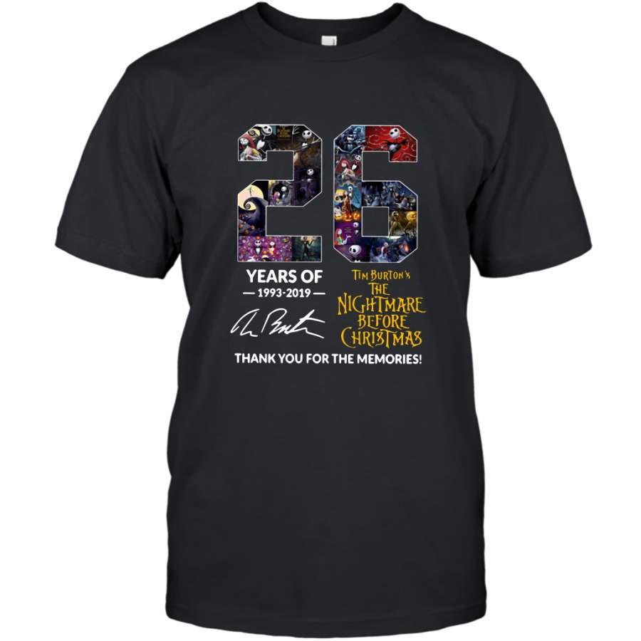 26 Years of Tim Burton’s the Nightmare Before Christmas thank you for the memories shirt T-Shirt