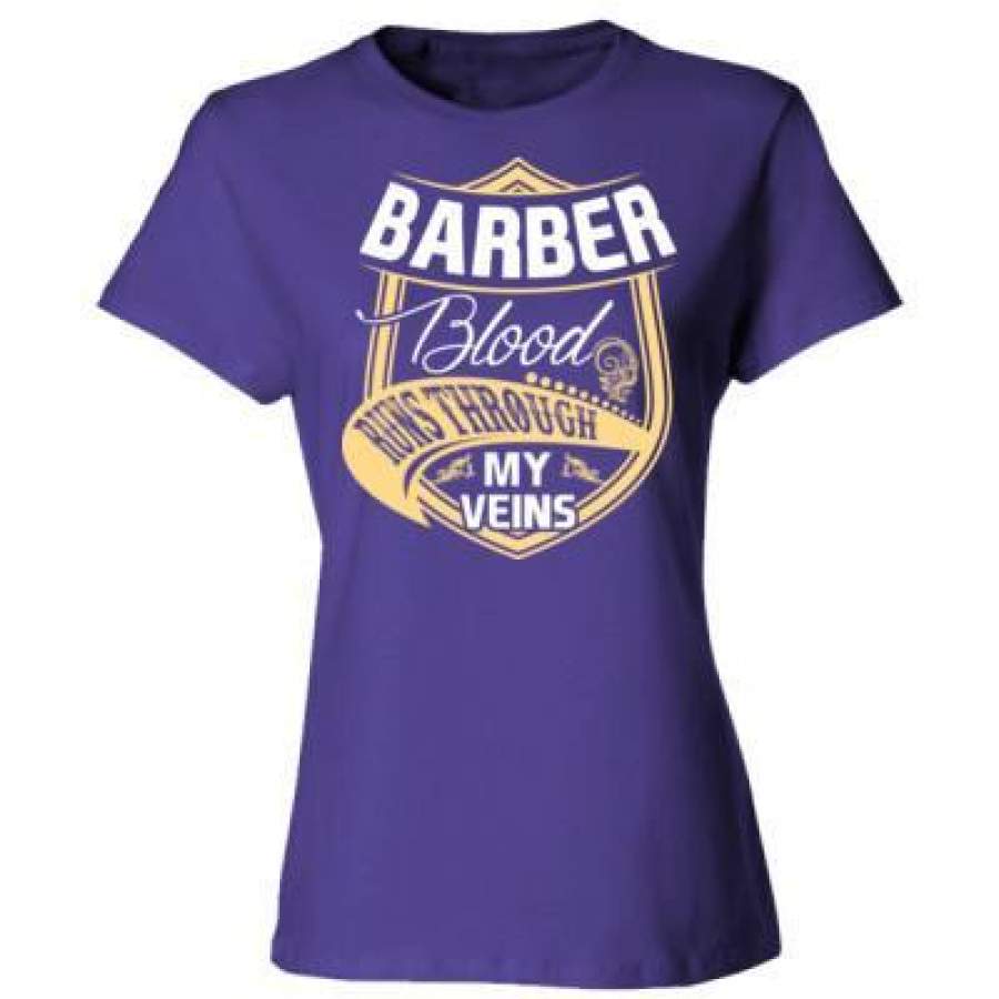 AGR Barber Blood Runs Through My Veins – Ladies’ Cotton T-Shirt