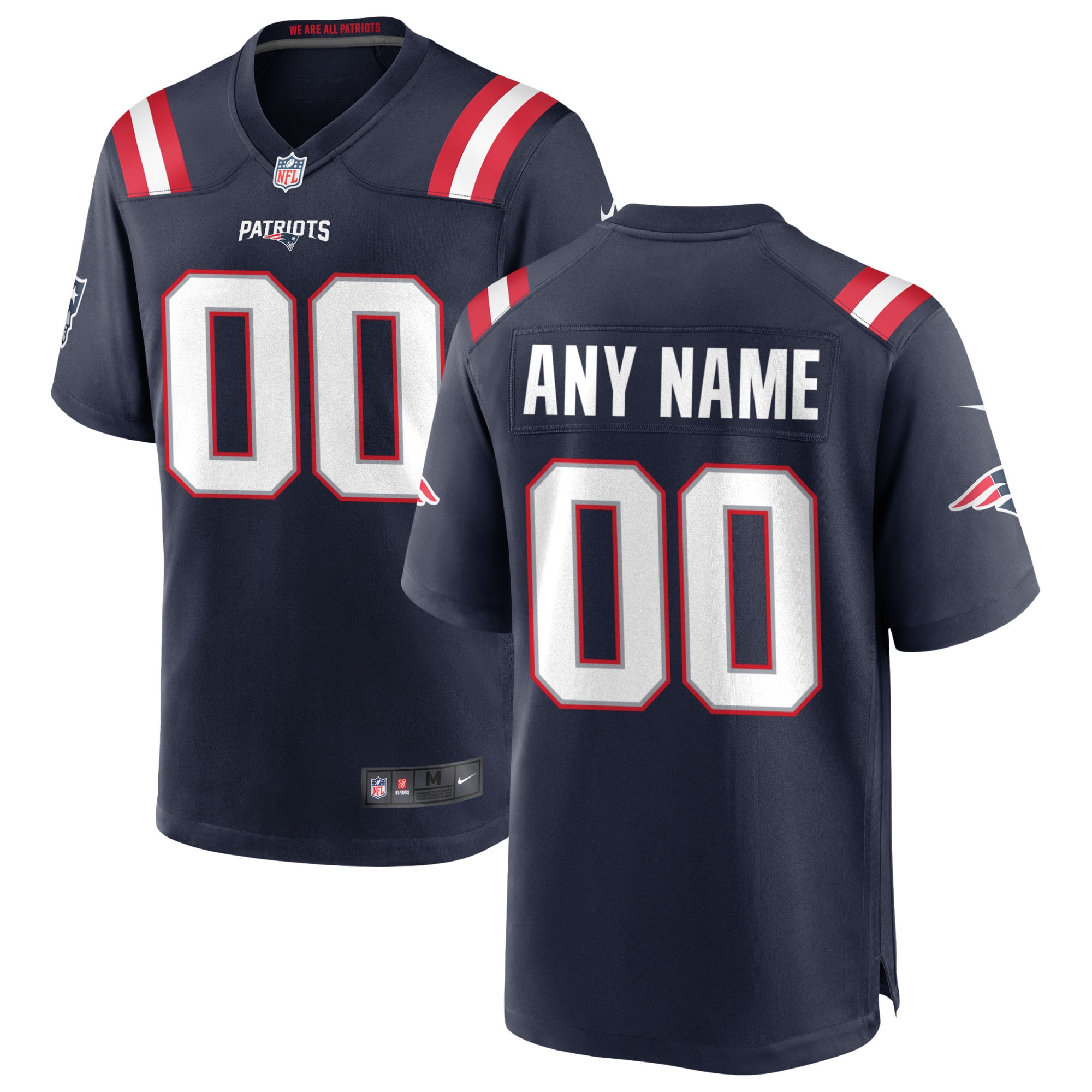 Men’s New England Patriots Navy Custom Game Jersey