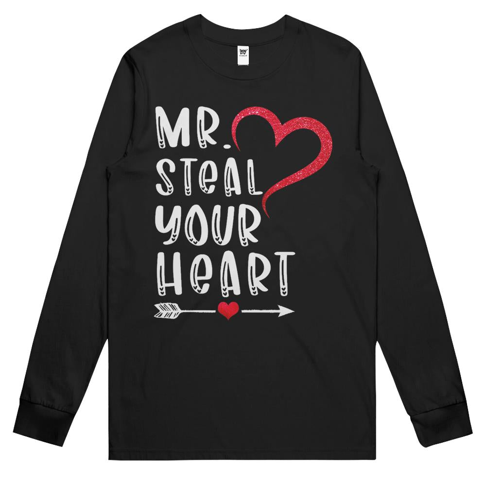 Boys Valentine Shirt Mr Steal Your Heart For Boys Men Gifts Long Sleeve T Shirts