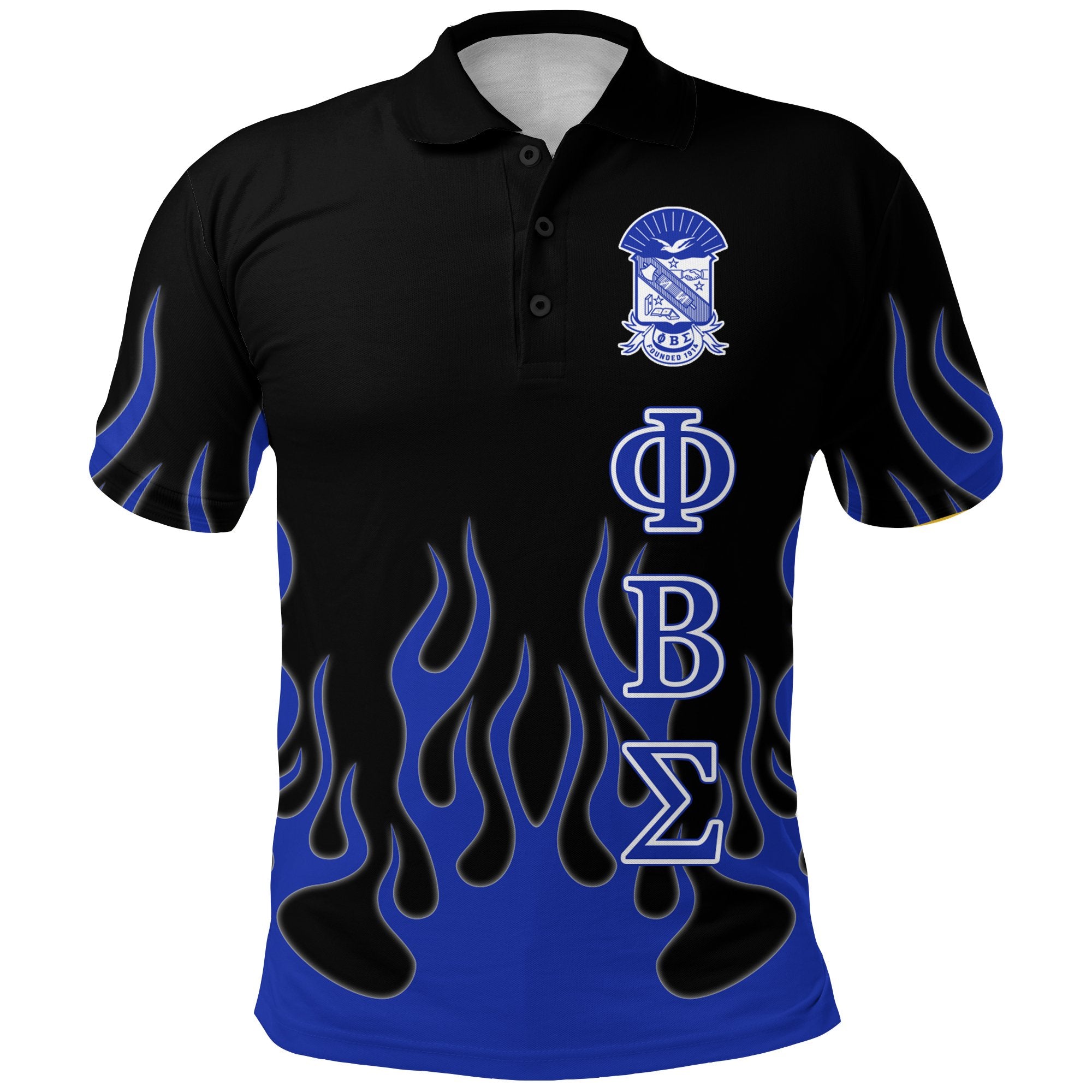 Phi Beta Sigma Polo Shirt – Hand Sign Flame – Lt12