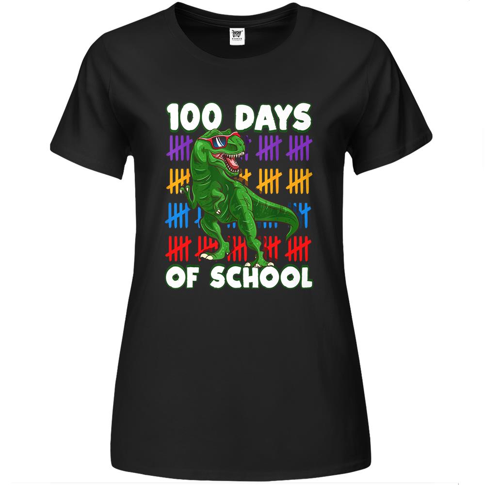 100 Days Of School 100Th Day Dino Premium Womens T Shirts