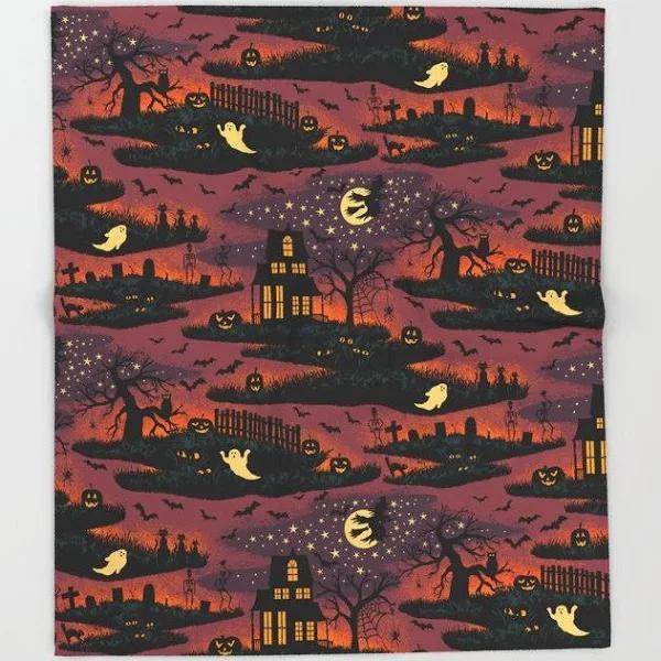 The Ghost Tombstone Halloween Fleece Blanket Funny Home Decor Bedding Fleece Blanket, Blanket Sofa Bed, 3D Blanket