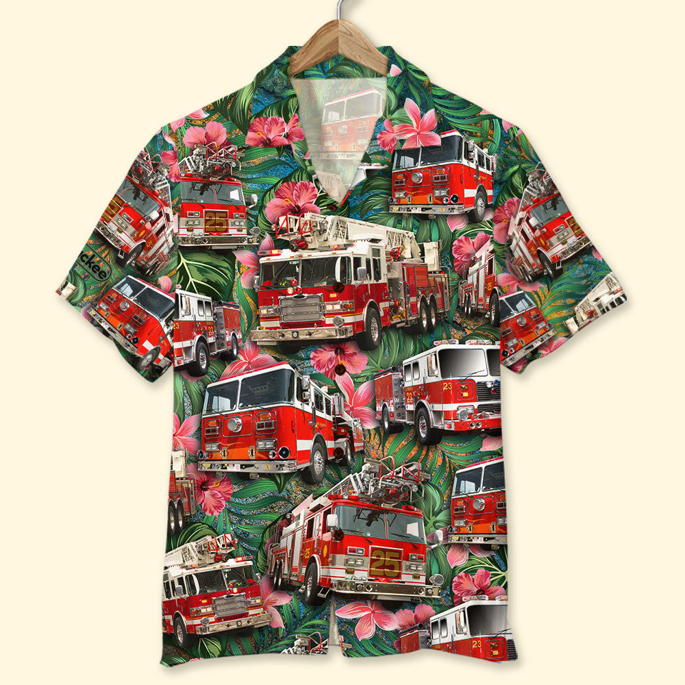 Fire Truck Hawaii Gift For Tropical Pattern Ha9341