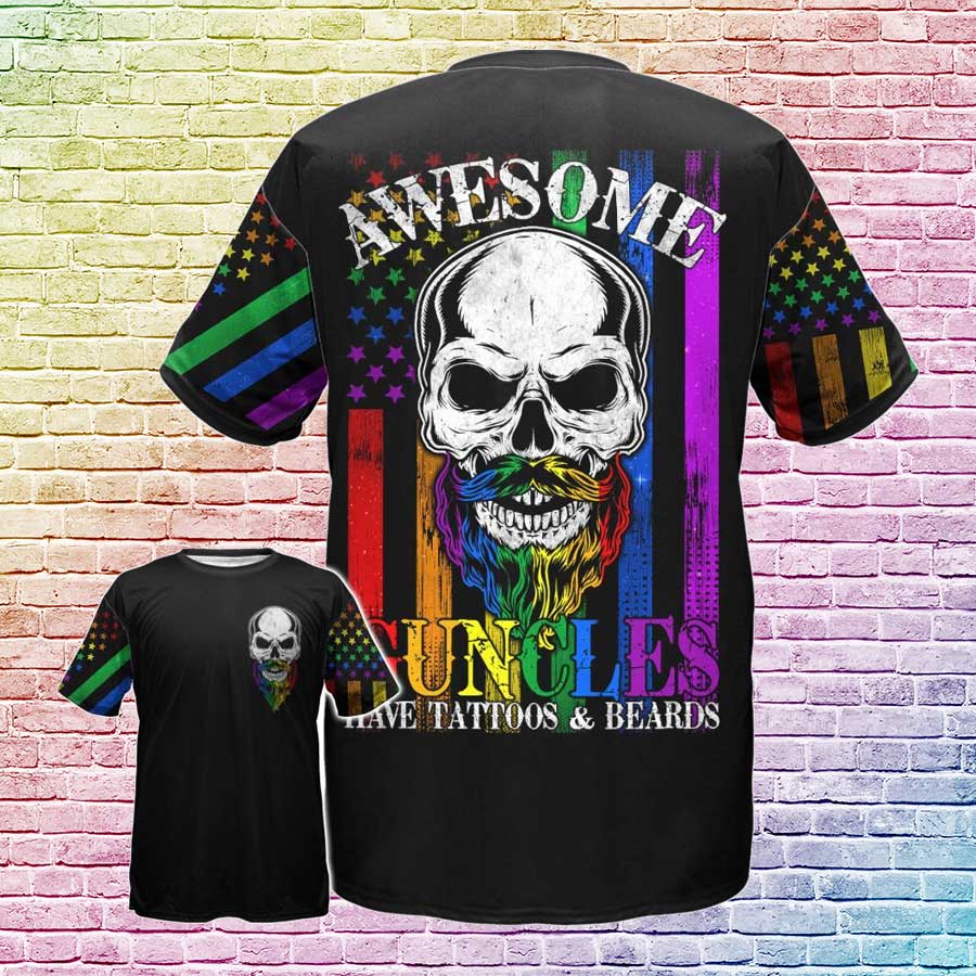 Gay Pride Shirt, Lgbt Awesome Guncles T Shirt, Guncle Have Tattoos And Beards Shirts For Lgbt Pride Month