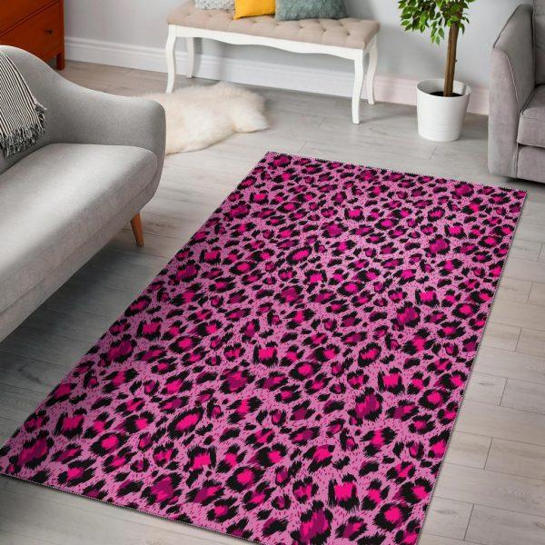 Pink Cheetah Leopard Pattern Print Home Decor Rectangle Area Rug