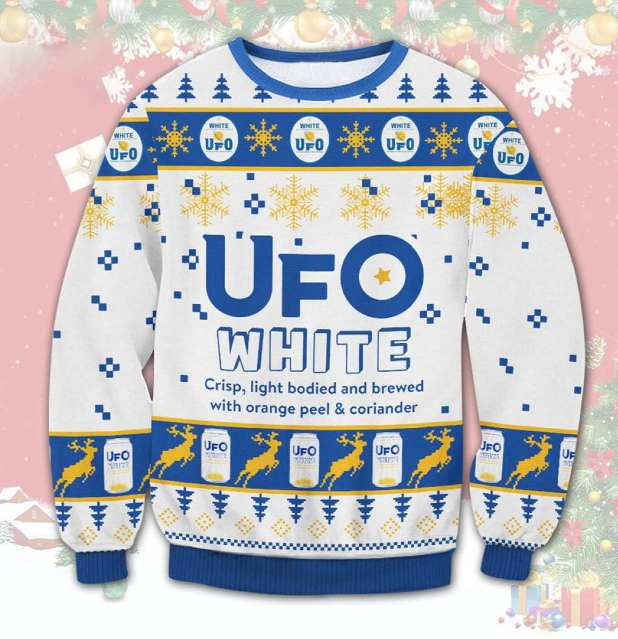 Ufo White Beer Ugly Christmas Sweater 2021 Shirt For Women Men Couple Family Funny Cute