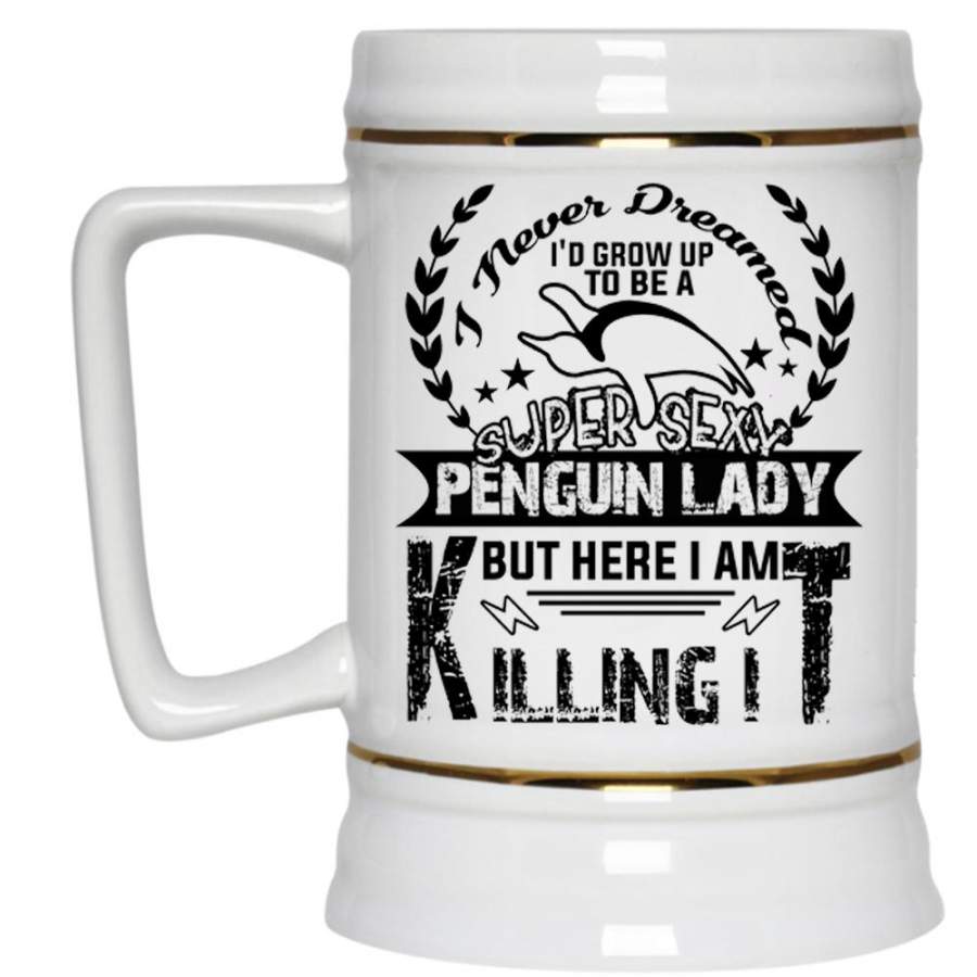 I’d Grow Up To Be A Penguin Lady Cup, Cool Penguin Lady Mug (Beer Mug)