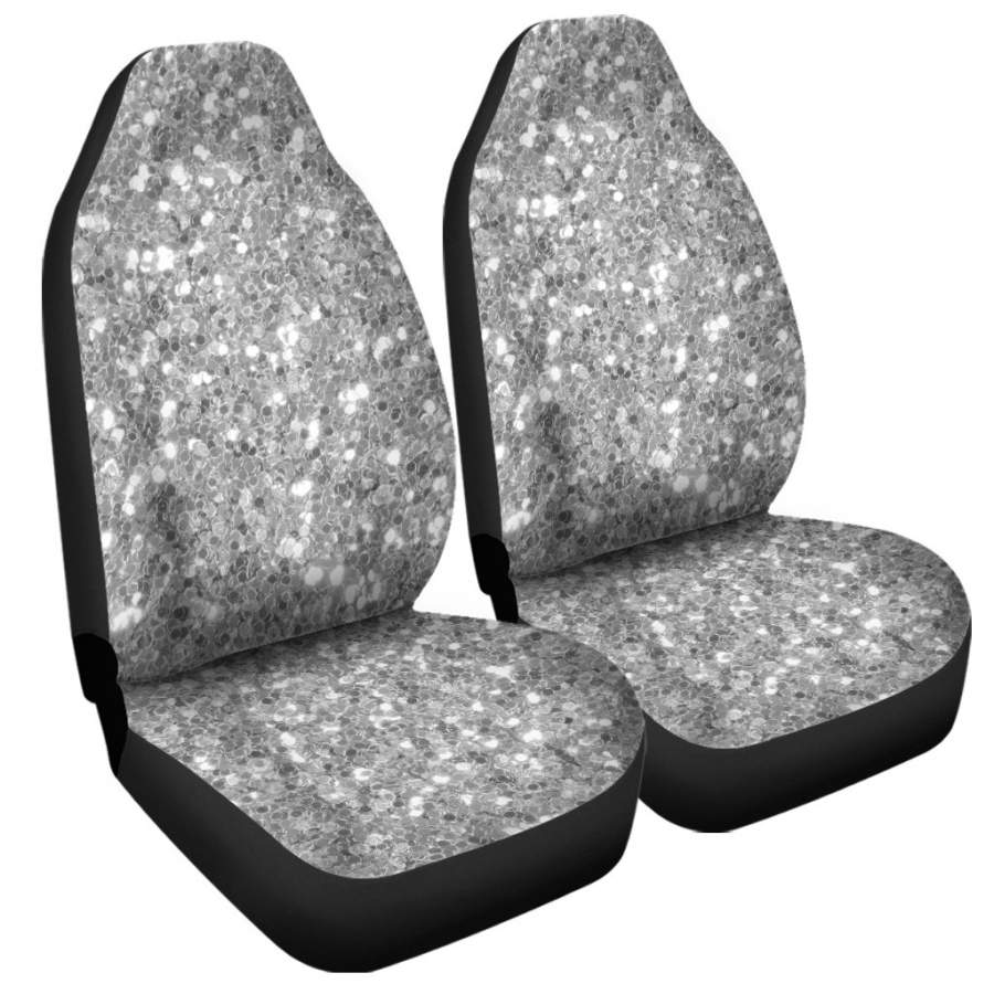 Silver Glitter Texture Print Universal Fit Car Seat Covers